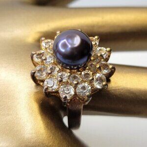 Genuine Small Black Pearl Ring Size 5.25